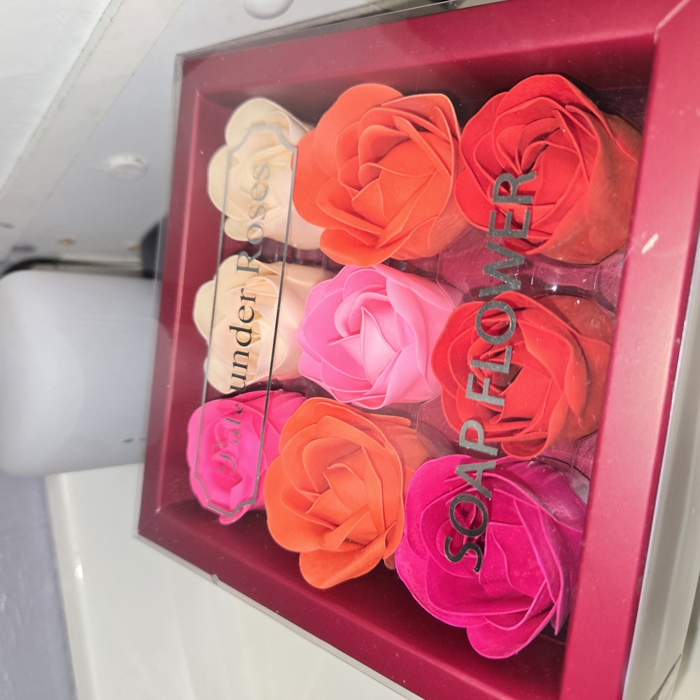 Soap Flower Set in Red, Pink, and Cream